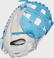 Easton Pro Collection Series Catchers Mitt 34-Inch Softball Glove  - Right Hand Thrower - White/Columbia Blue