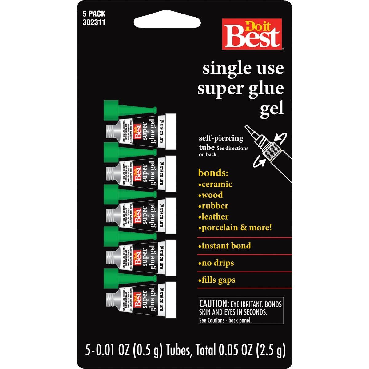 0.01 Oz. Single Use Super Glue Gel (5-Pack)