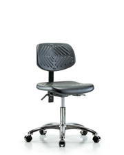 Polyurethane Chair Chrome - Desk Height with Casters in Black Polyurethane