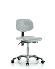 Polyurethane Chair Chrome - Desk Height with Casters in Gray Polyurethane