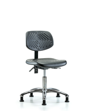 Polyurethane Chair Chrome - Desk Height with Stationary Glides in Black Polyurethane