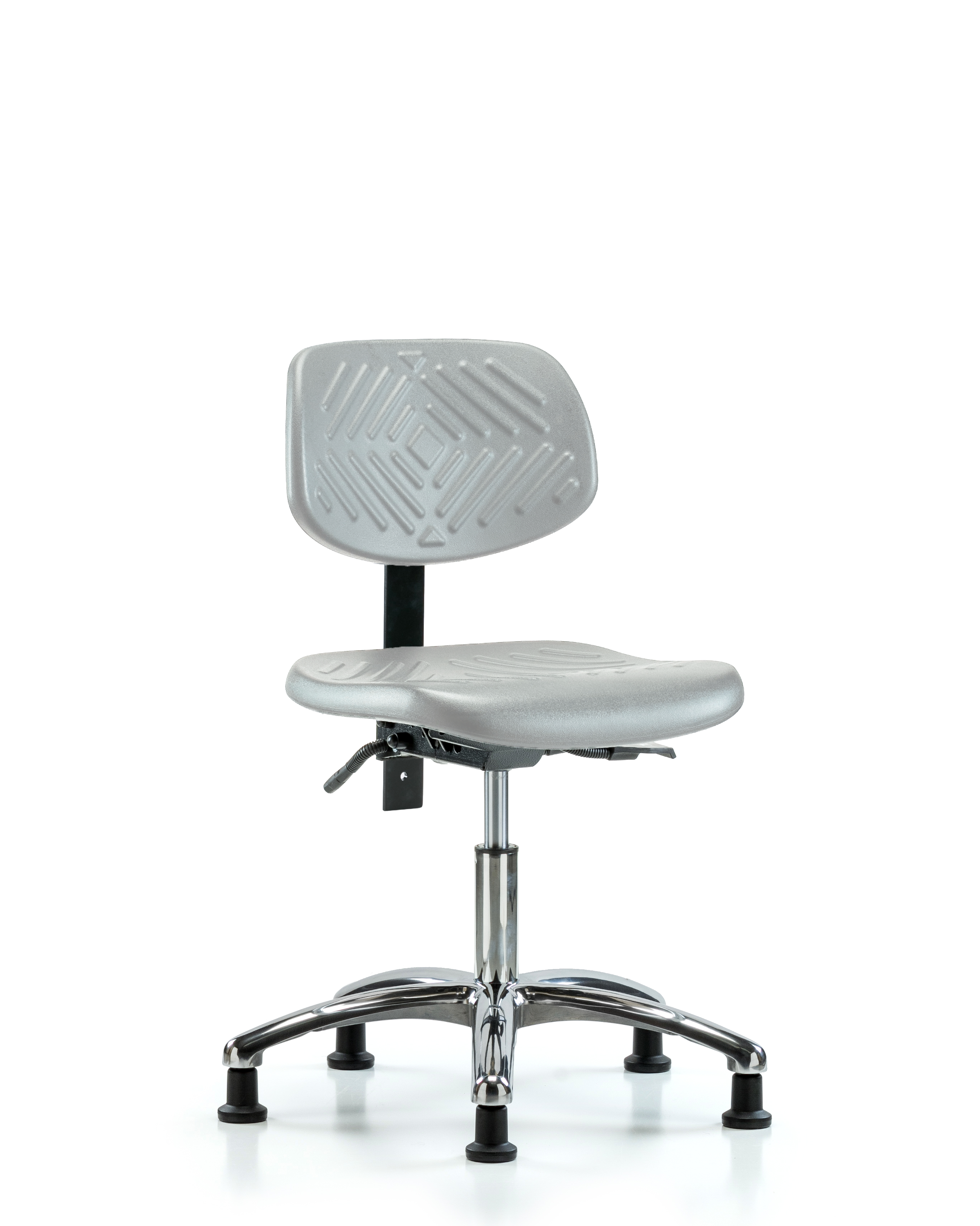 Polyurethane Chair Chrome - Desk Height with Stationary Glides in Gray Polyurethane