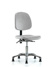 Polyurethane Chair Chrome - Desk Height with Adjustable Arms & Stationary Glides in Gray Polyurethane
