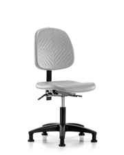 Polyurethane Chair - Desk Height with Medium Back & Stationary Glides in Gray Polyurethane