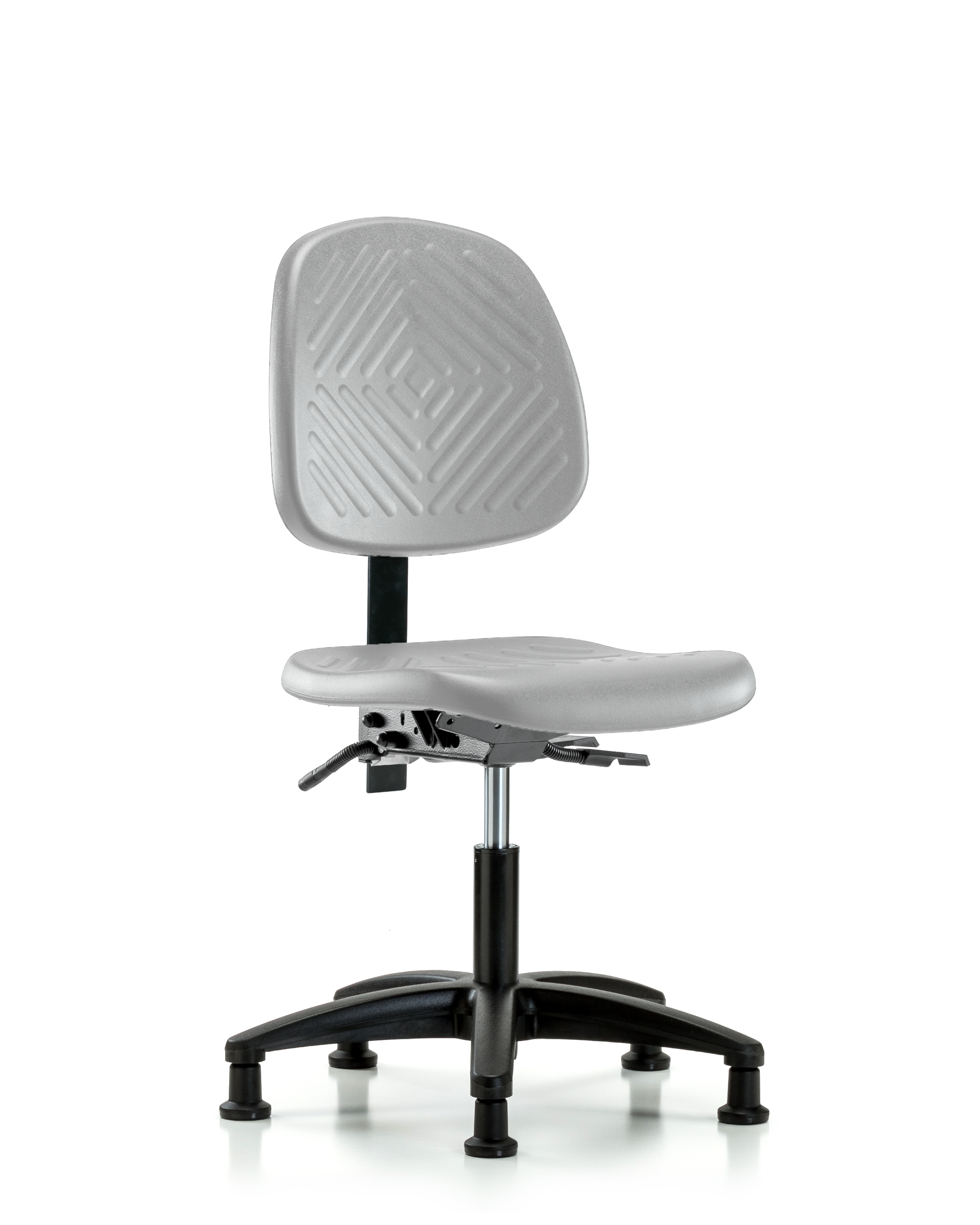 Polyurethane Chair - Desk Height with Medium Back & Stationary Glides in Gray Polyurethane