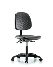 Polyurethane Chair - Desk Height with Medium Back, Seat Tilt, & Casters in Black Polyurethane