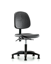Polyurethane Chair - Desk Height with Medium Back, Seat Tilt, & Stationary Glides in Black Polyurethane