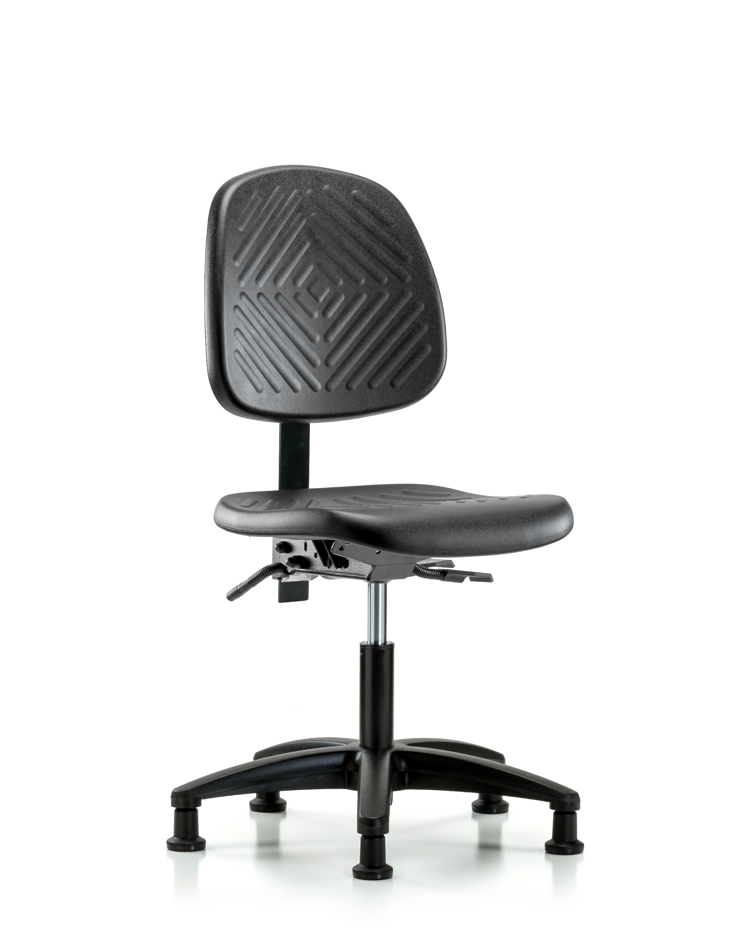 Polyurethane Chair - Desk Height with Medium Back, Seat Tilt, & Stationary Glides in Black Polyurethane