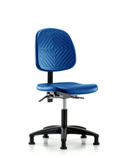 Polyurethane Chair - Desk Height with Medium Back, Seat Tilt, & Stationary Glides in Blue Polyurethane