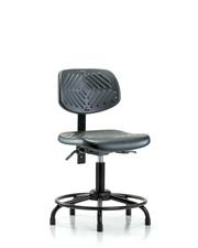 Polyurethane Chair with Round Tube Base - Desk Height with Medium Back, Seat Tilt, & Stationary Glides in Black Polyurethane