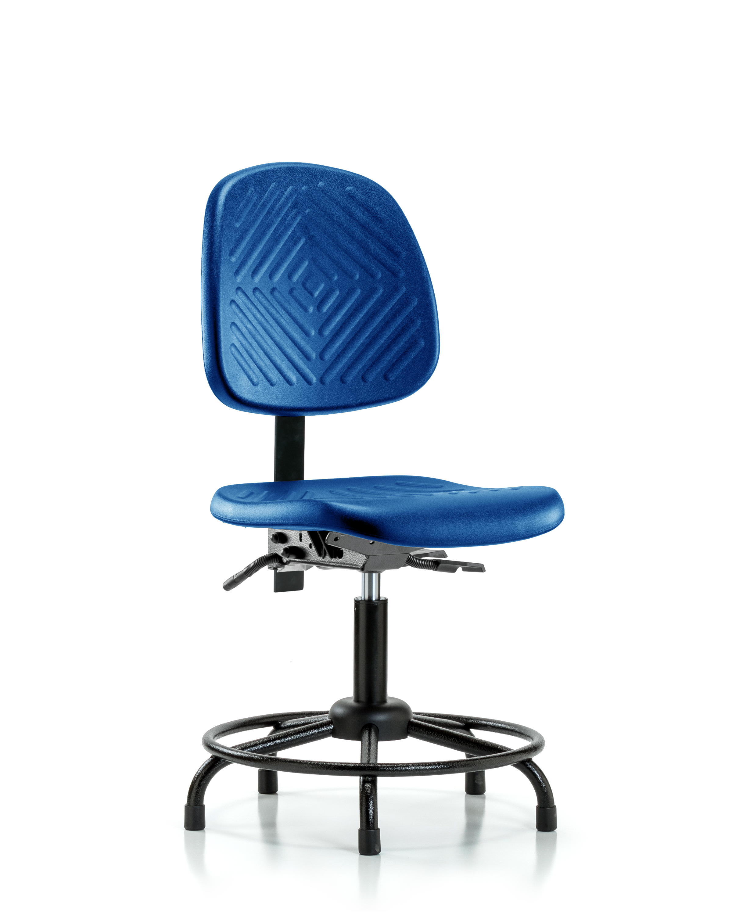 Polyurethane Chair with Round Tube Base - Desk Height with Medium Back, Seat Tilt, & Stationary Glides in Blue Polyurethane
