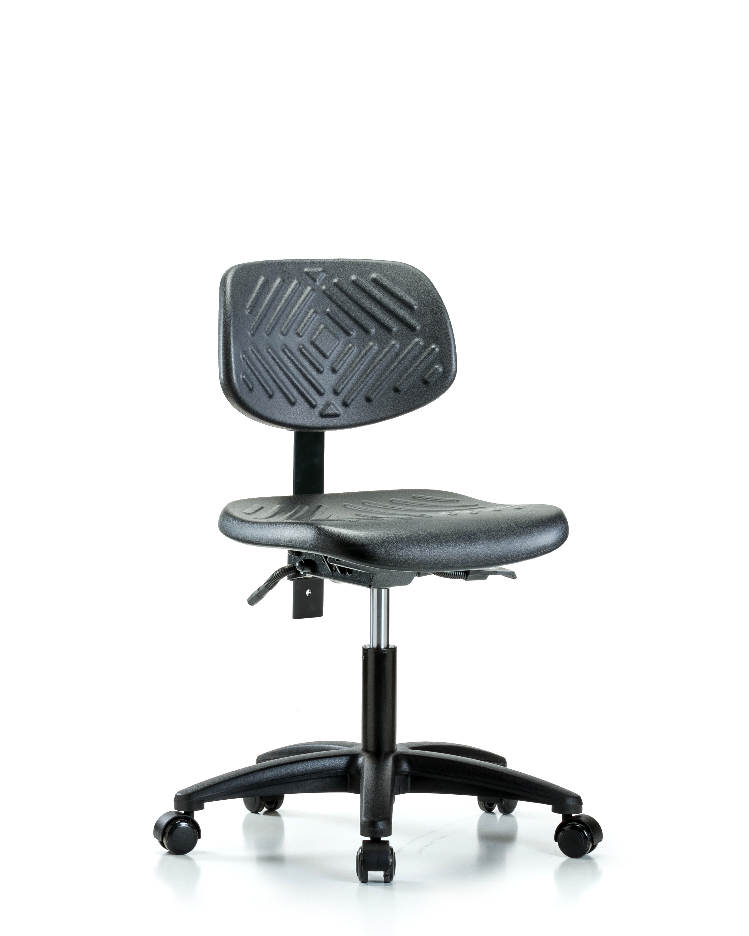 Polyurethane Chair - Desk Height with Casters in Black Polyurethane