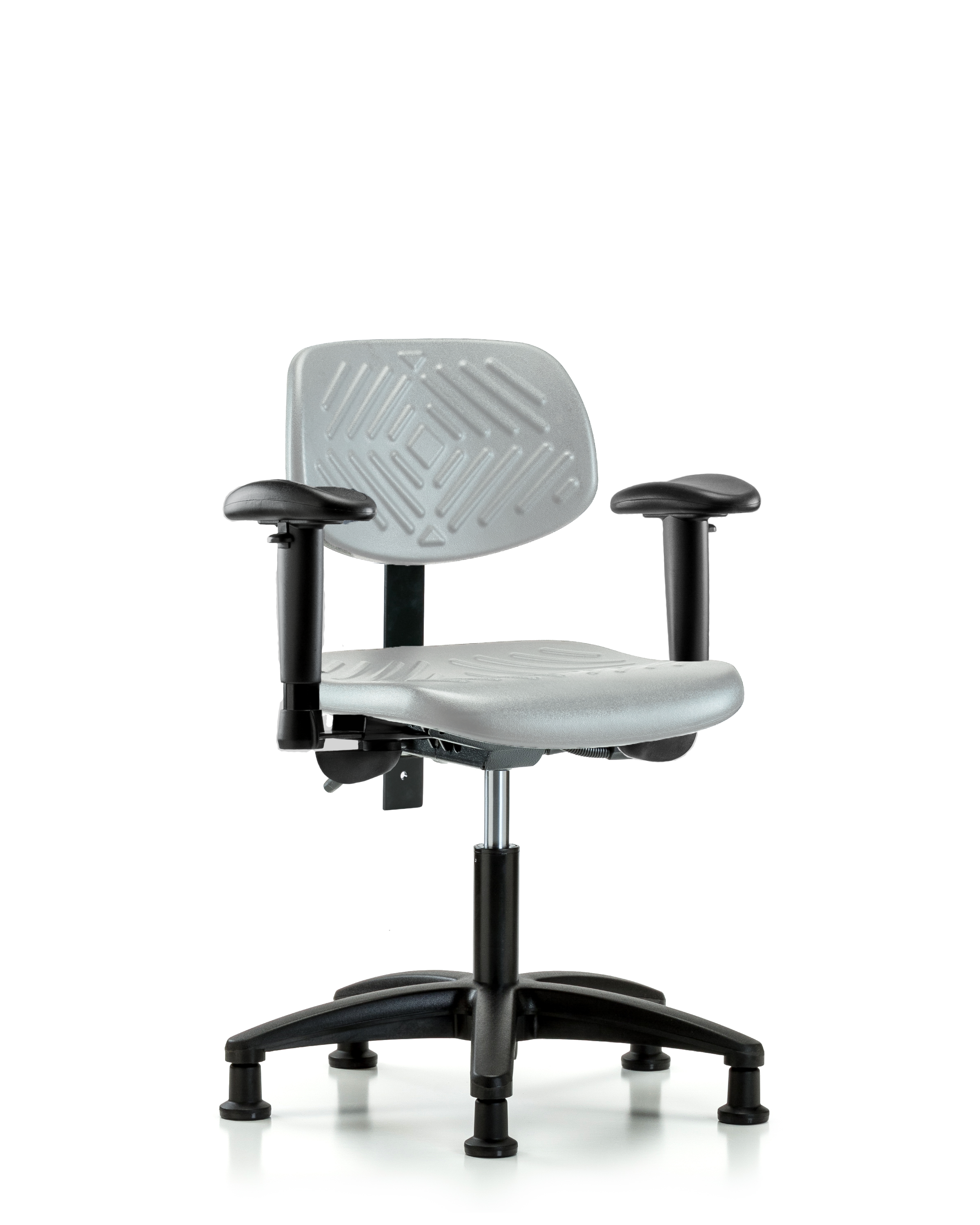 Polyurethane Chair - Desk Height with Adjustable Arms & Stationary Glides in Gray Polyurethane