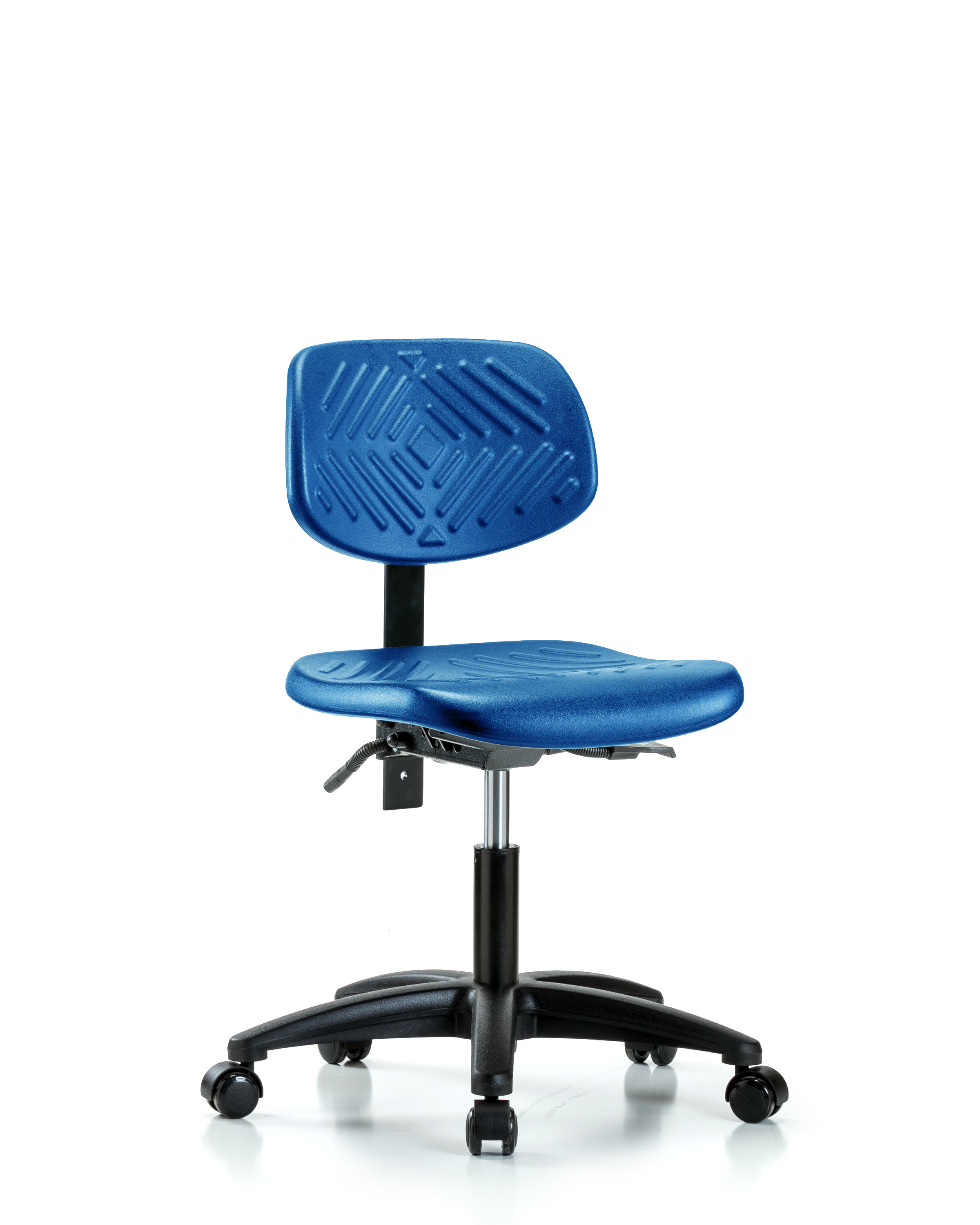 Polyurethane Chair - Desk Height with Seat Tilt & Casters in Blue Polyurethane