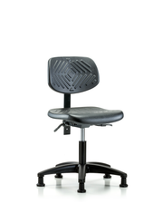 Polyurethane Chair - Desk Height with Seat Tilt & Stationary Glides in Black Polyurethane