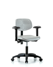 Polyurethane Chair - Desk Height with Seat Tilt, Adjustable Arms, & Casters in Gray Polyurethane