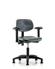 Polyurethane Chair - Desk Height with Seat Tilt, Adjustable Arms, & Stationary Glides in Black Polyurethane