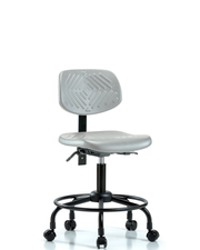 Polyurethane Chair Round Tube Base - Desk Height with Casters in Gray Polyurethane