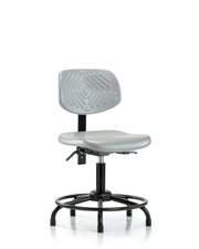 Polyurethane Chair Round Tube Base - Desk Height with Stationary Glides in Gray Polyurethane