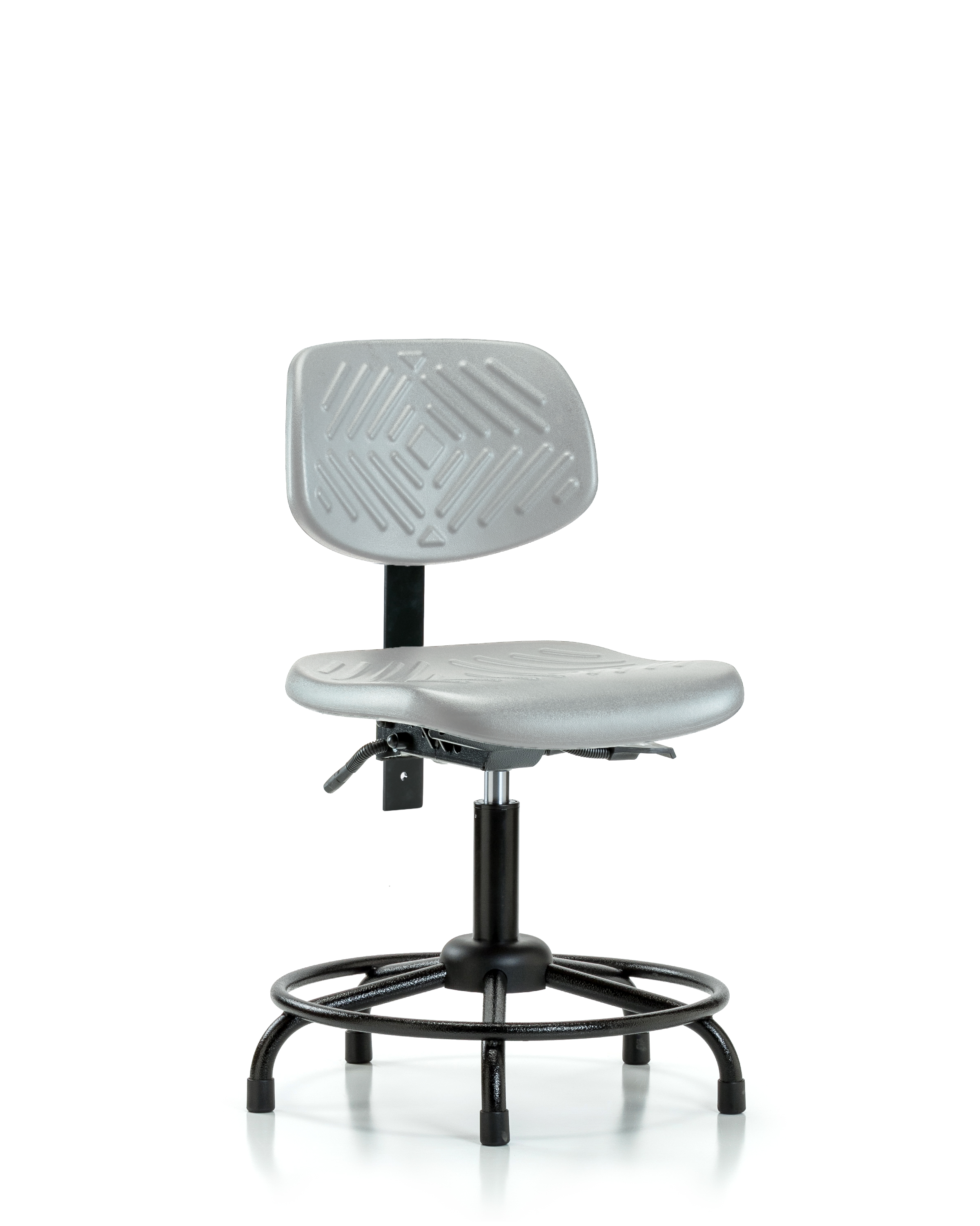 Polyurethane Chair Round Tube Base - Desk Height with Seat Tilt & Stationary Glides in Gray Polyurethane