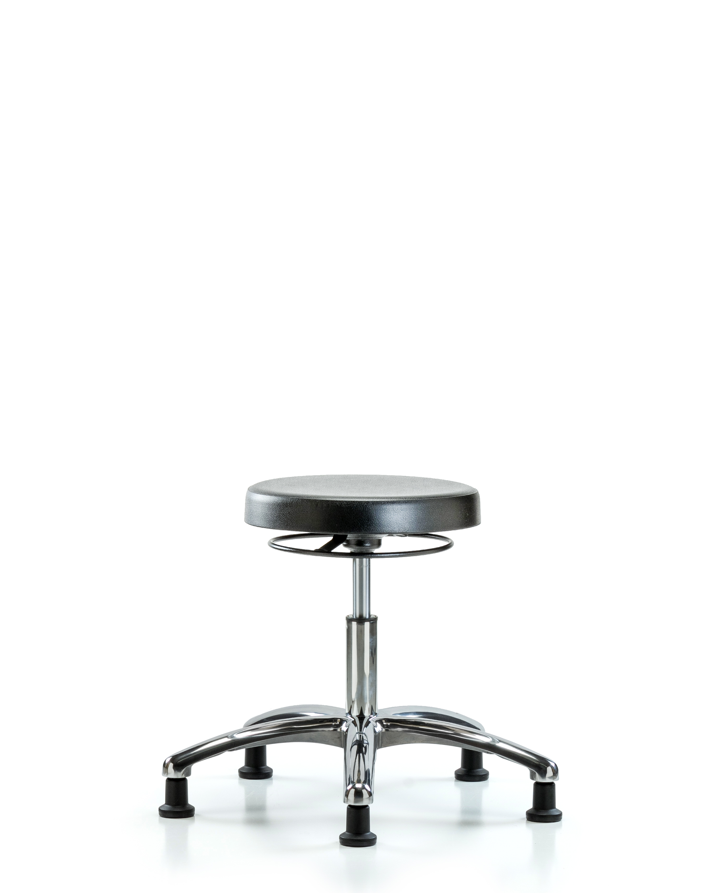 Polyurethane Stool Chrome - Desk Height with Stationary Glides