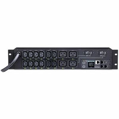 CyberPower PDU41008 Single Phase 200 - 240 VAC 30A Switched PDU - 16 Outlets, 12 Ft, NEMA L6-30P, Horizontal, 2U, SNMP, 3YR Warranty