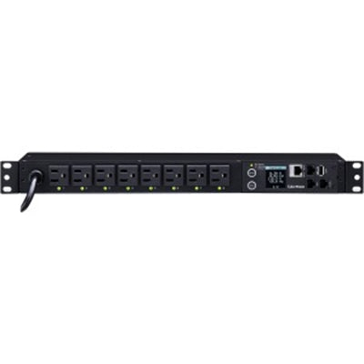 CyberPower PDU81001 100 - 120 VAC 15A Switched Metered-by-Outlet PDU - 8 Outlets  12 Ft  NEMA 5-15P  Horizontal  1U  LCD  3YR Warranty