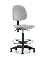 Polyurethane Chair - High Bench Height with Medium Back, Chrome Foot Ring, & Stationary Glides in Gray Polyurethane