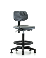 Polyurethane Chair - High Bench Height with Black Foot Ring & Stationary Glides in Black Polyurethane