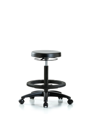 Polyurethane Stool - High Bench Height with Black Foot Ring & Casters