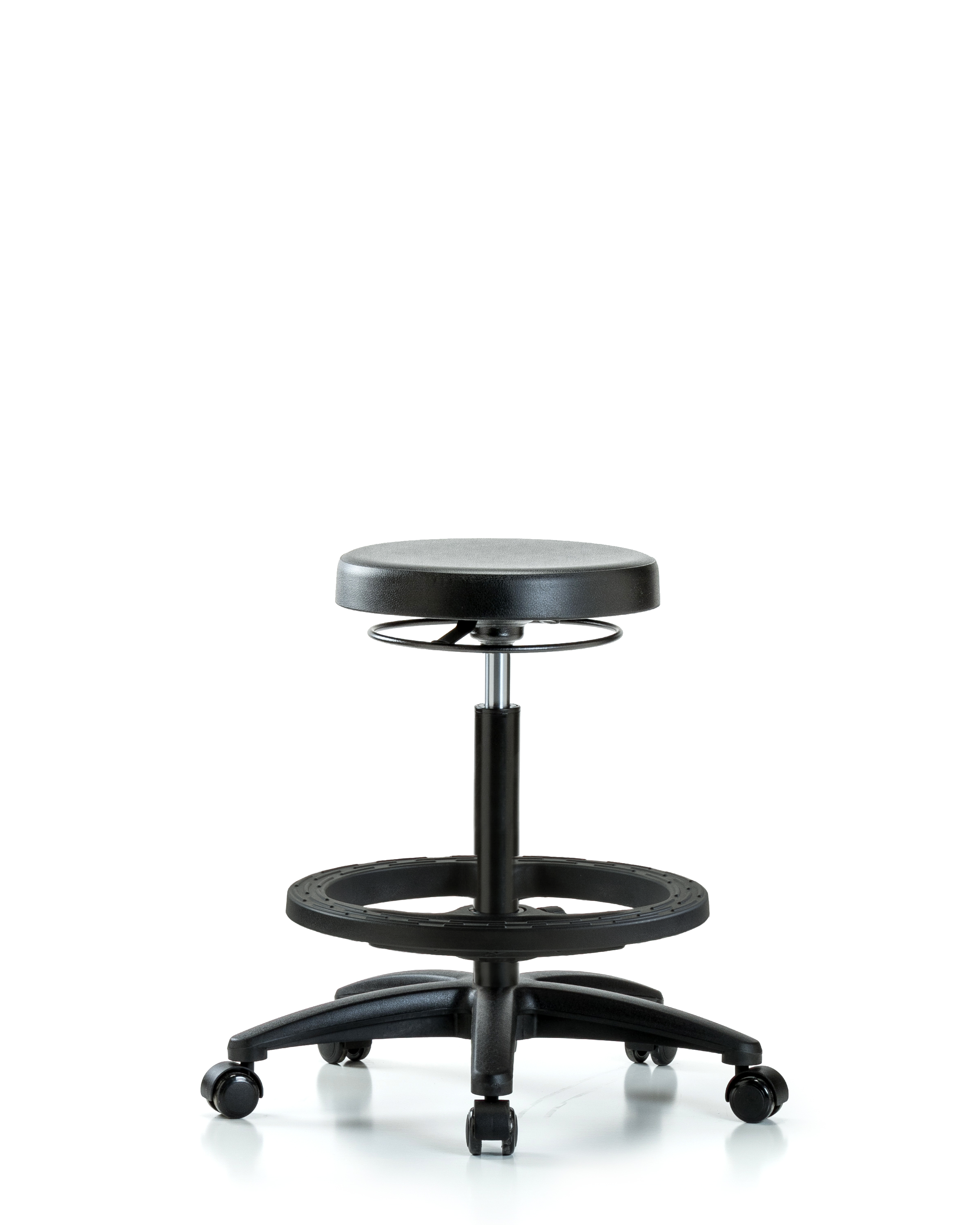 Polyurethane Stool - High Bench Height with Black Foot Ring & Casters