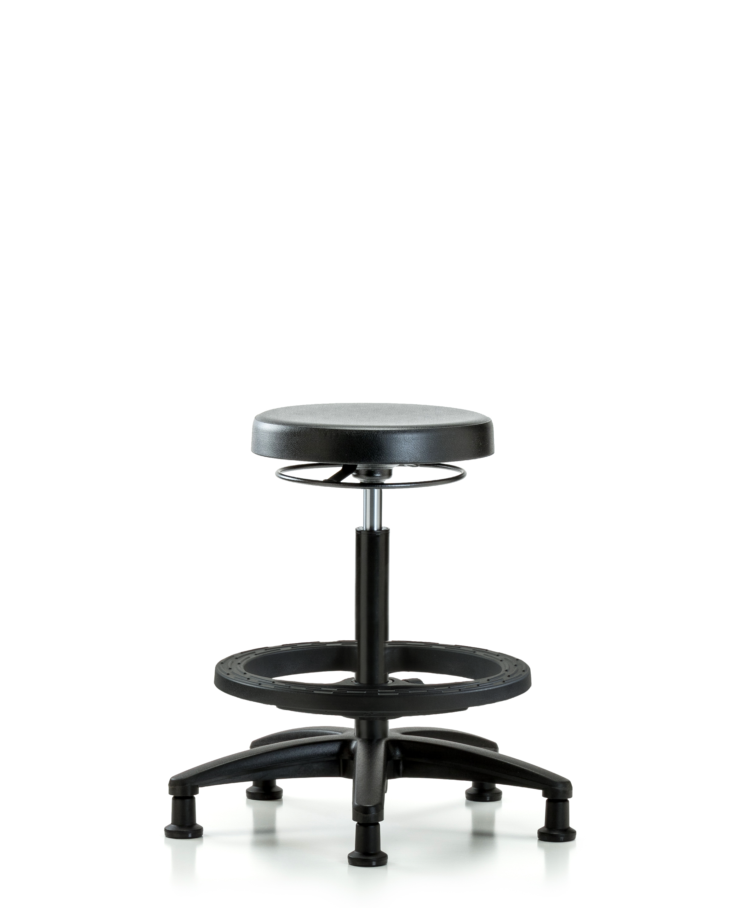 Polyurethane Stool - High Bench Height with Black Foot Ring & Stationary Glides