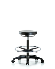 Polyurethane Stool - High Bench Height with Chrome Foot Ring & Casters