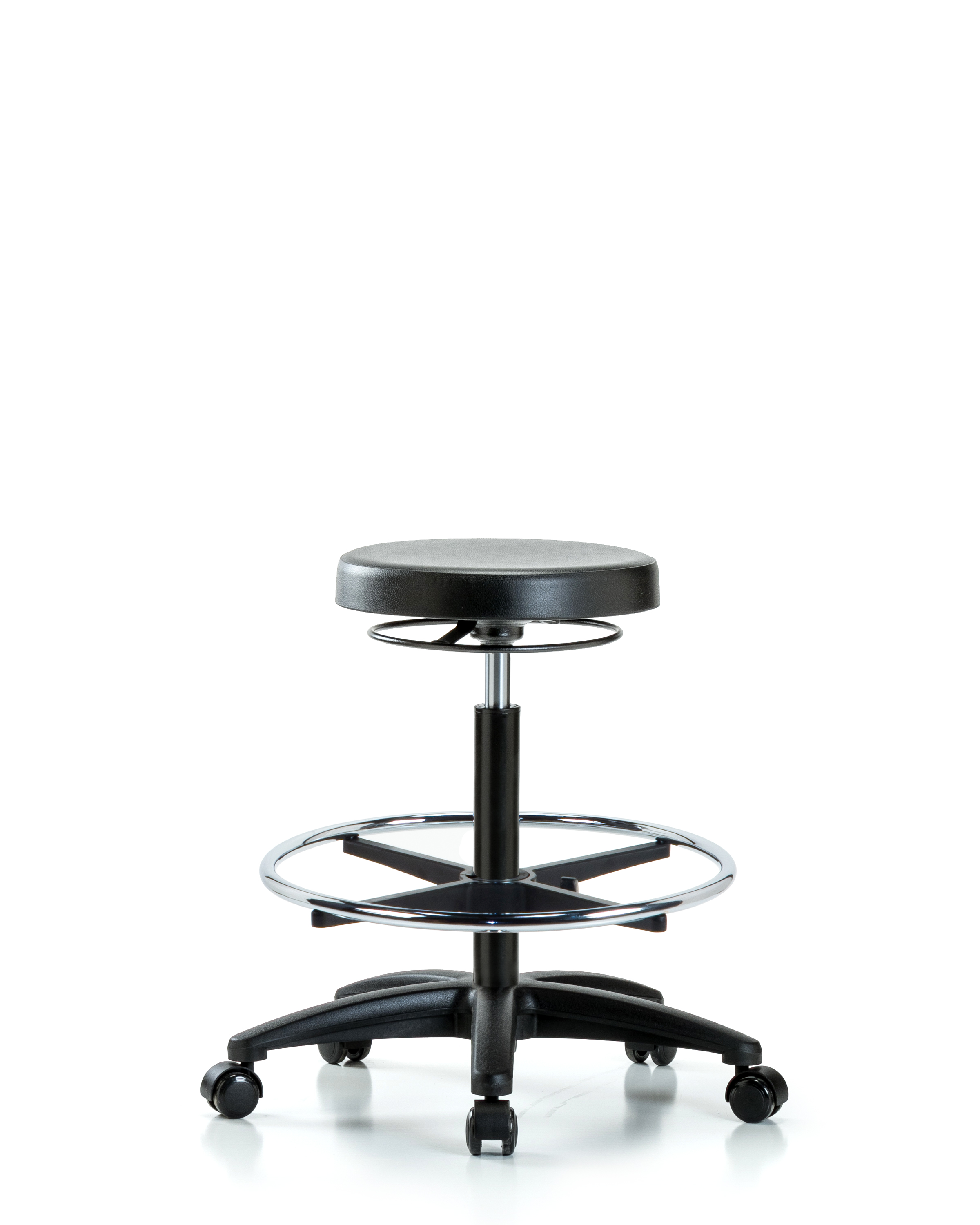 Polyurethane Stool - High Bench Height with Chrome Foot Ring & Casters