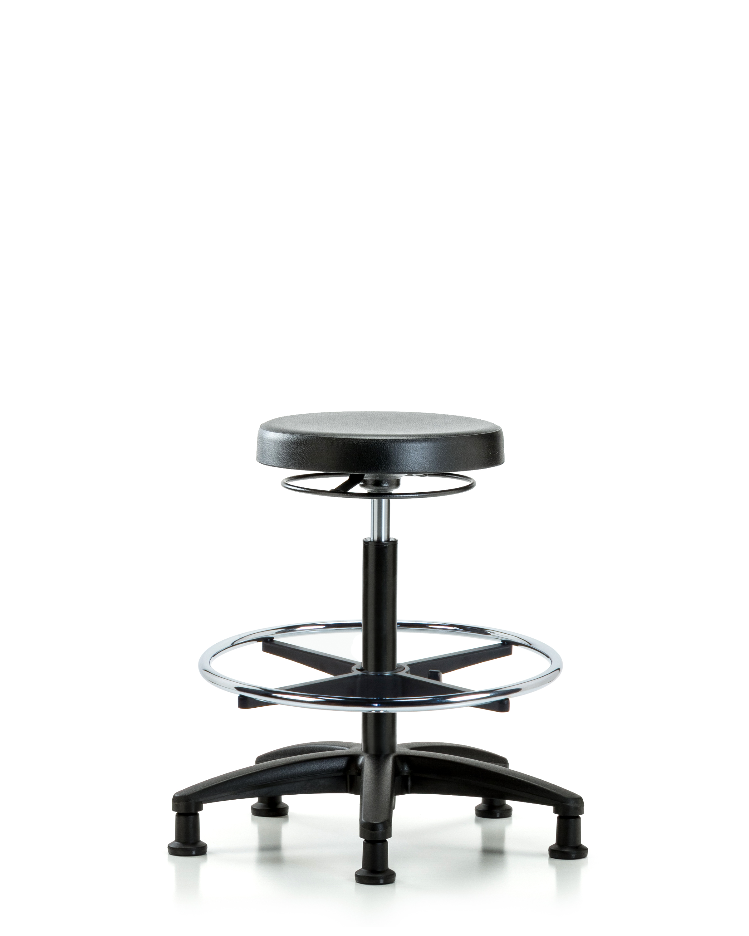 Polyurethane Stool - High Bench Height with Chrome Foot Ring & Stationary Glides