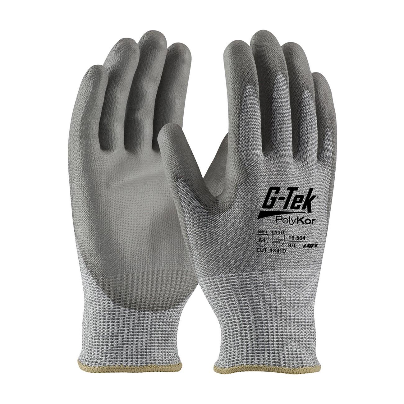 16-564-M PIP G-Tek PolyKor Glove, Knit Blended, Polyurethane Coated Palm & Fingers, M