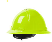 Hard Hat, HDPE Vented Shell, 4-Pt Suspension, Hi-Vis Yellow