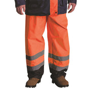 Protective Industrial Products Two-tone Polyurethane Coated Polyester Pants, Style: 2 Side Access Pockets, Color: Orange with Black Trim, 2" Silver Tape, Class E, Size: X-Large, Packaging Qty: 1 per each - 20 per case