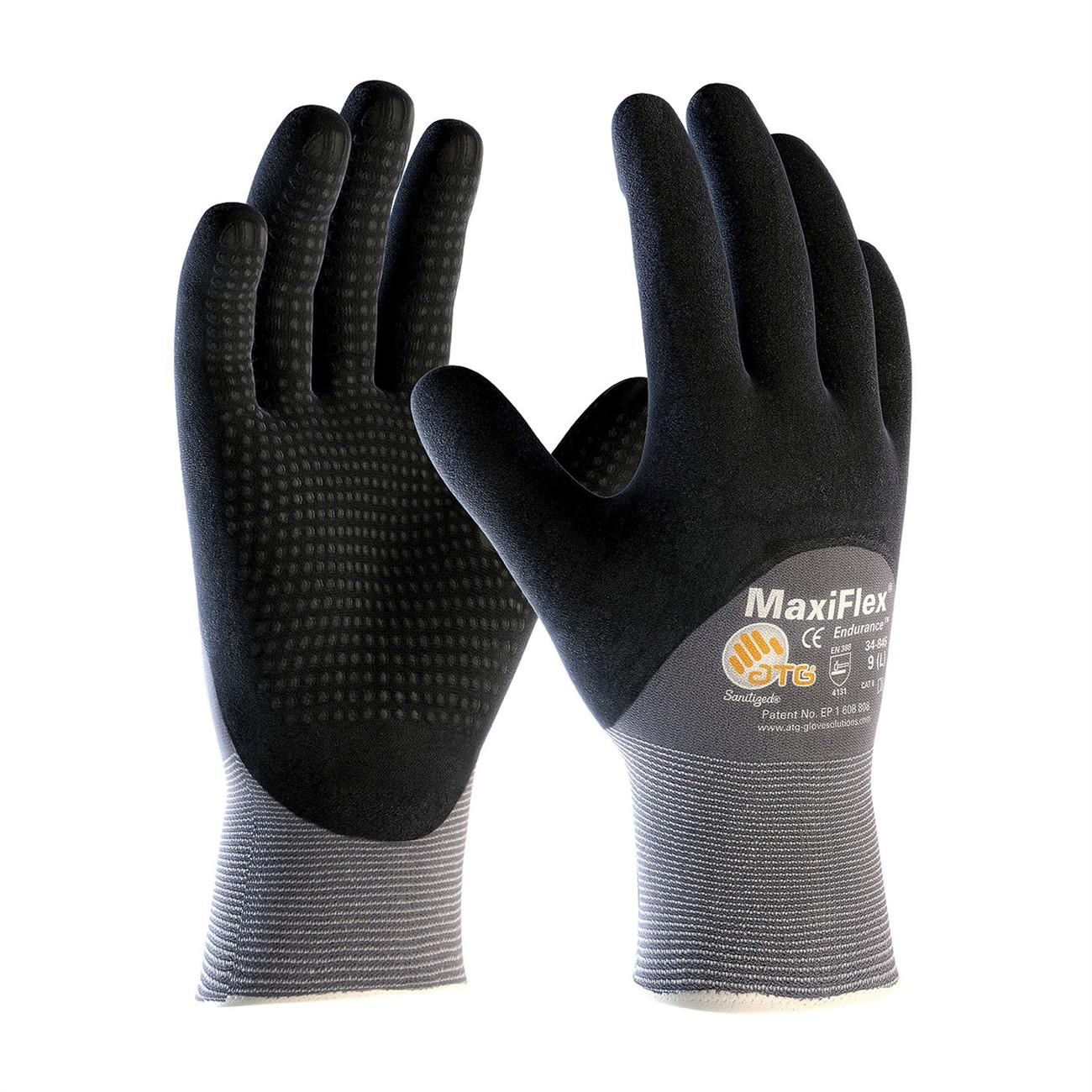 Seamless Knit Gloves, Gray/Black, XXL Size, MicroFoam Grip