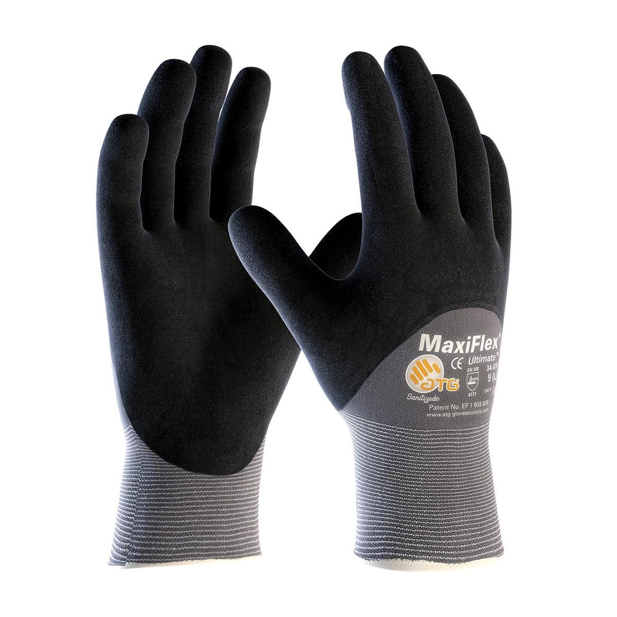 PIP G-TEK MAXIFLEX ULTIMATE, BLACK MICRO-FOAM NITRILE COATED PALM, FULL FINGER & KNUCKLES, GRAY SEAMLESS KNIT NYLON LINER., Size Small, Case Qty.: 12 Dozen