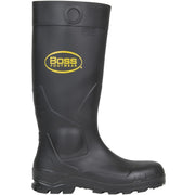 16" Black PVC Steel Toe Boot, Size 8, 1 Pair