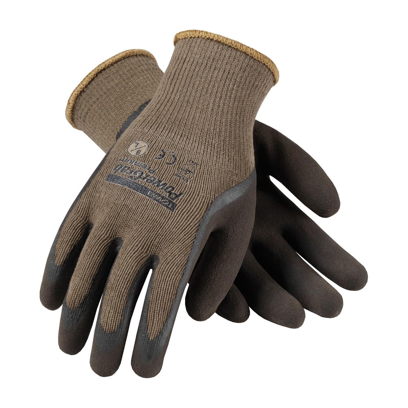 39-C1500/L PIP Powergrab Premium,Brown Latex With Microfinish,Brown Cotton/Polyester Shell,L