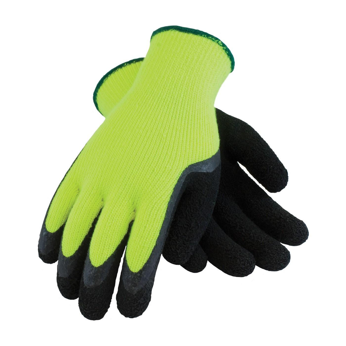 41-1420/L PIP Hi-Vis Lime 7 Gauge Brushed Acrylic Shell,Black Foam Latex Crinkle Finish,L