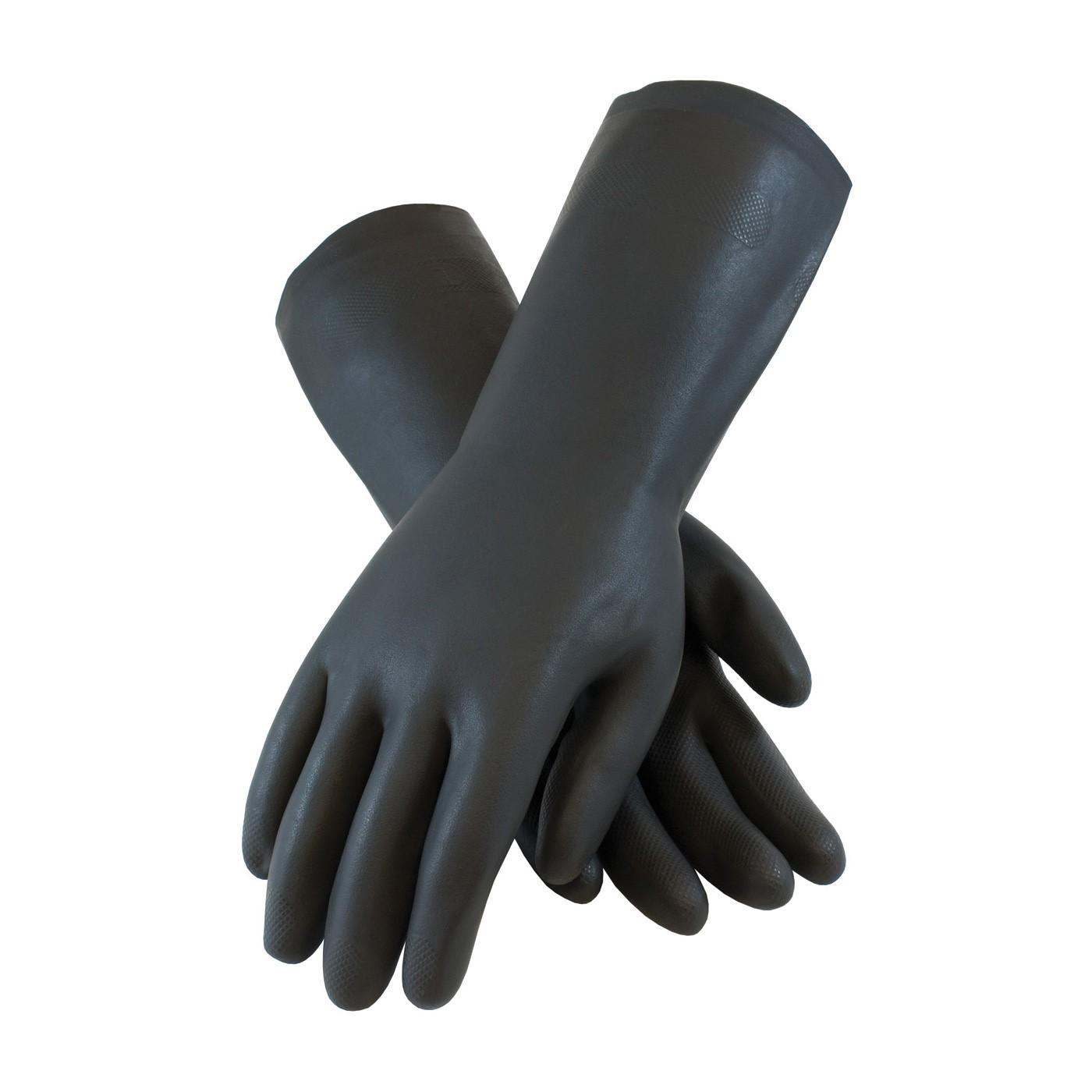 Protective Industrial Products Material: Unsupported Neoprene, Gauge: 28 ml, Color: Black, Style: Flock lined & Raise diamond, Size: Large