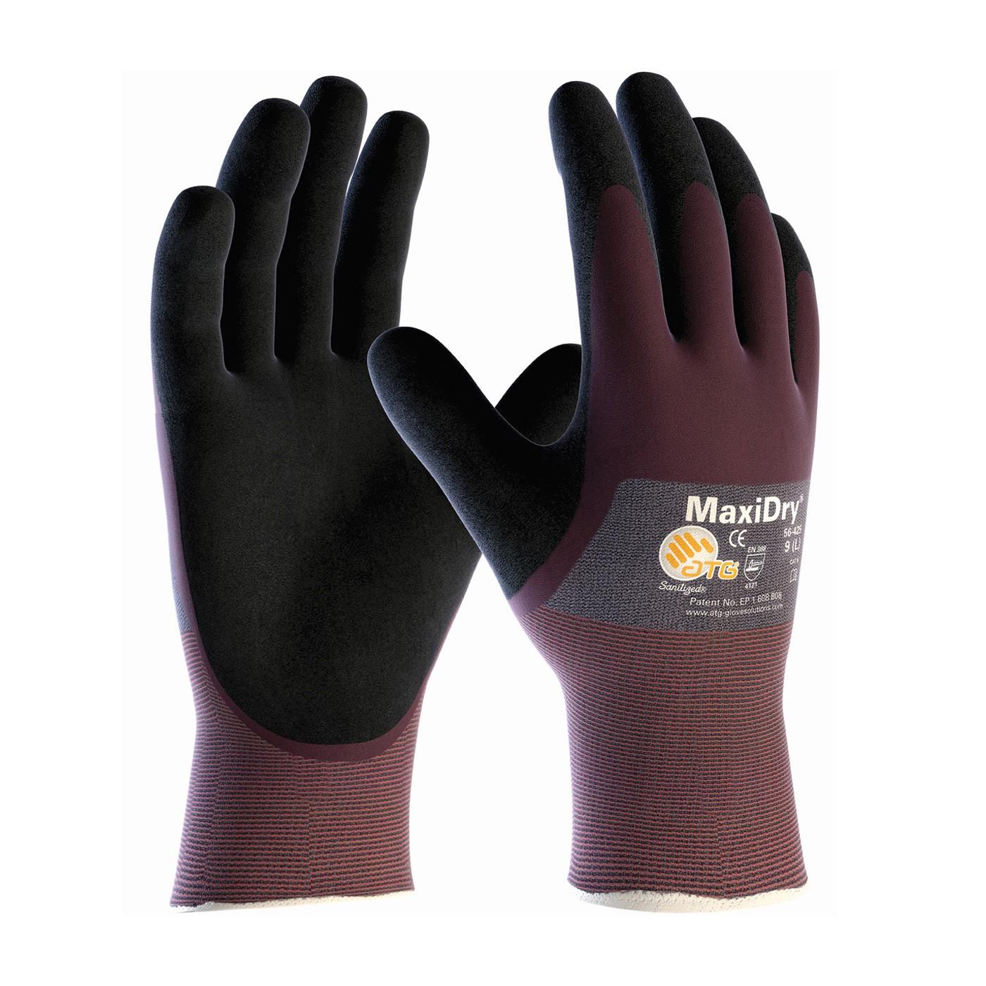 56-425/L PIP Maxidry Ultra Light Weight Nitrile 3/4 Dip Coating,L