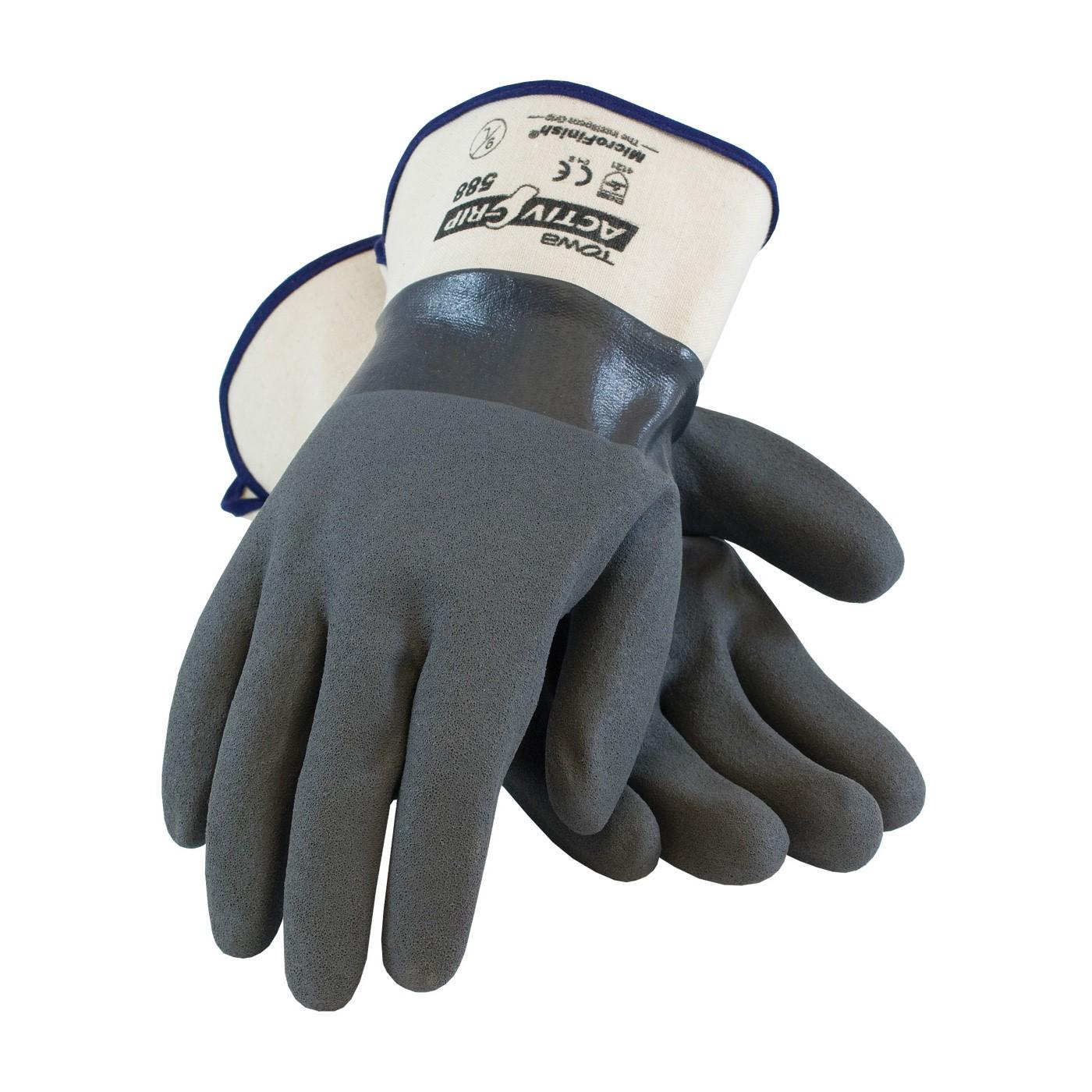 56-AG588/L PIP Nitrile Dipped Gloves,Activgrip,Gray,Safety Cuff,L