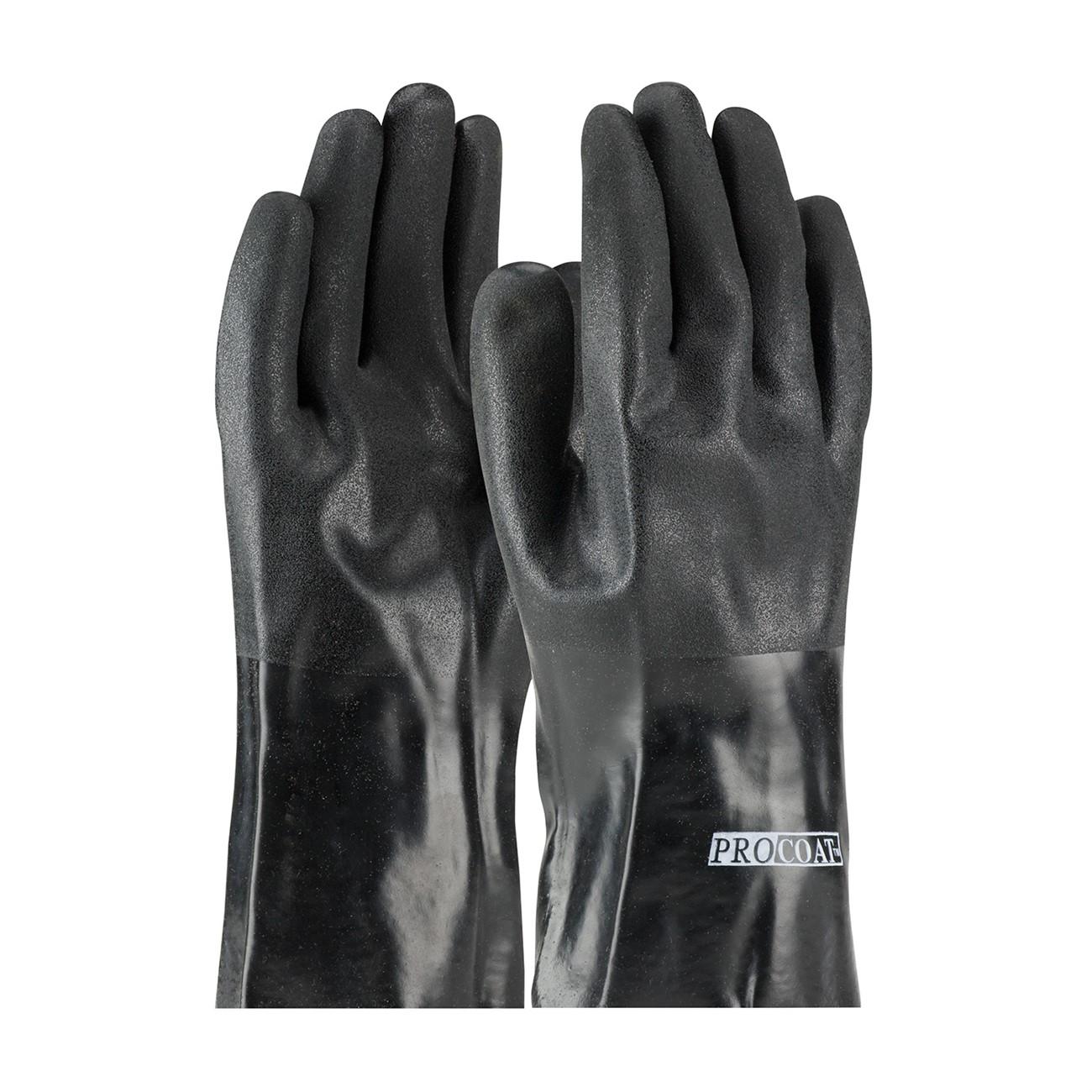 Protective Industrial Products ProCoat PVC Coated Glove, Double Dipped, Type: PIP 12" PVC gloves, Style: Smooth finish interlock lined, Color: Black; 6dz/case
