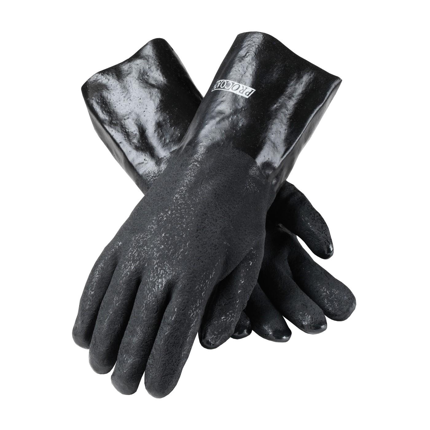 PIP PROCOAT PVC GLOVES, ROUGH ACID FINISH GRIP, BLACK, 14" LENGTH, JERSEY LINED , Case Qty.: 6 Dozen