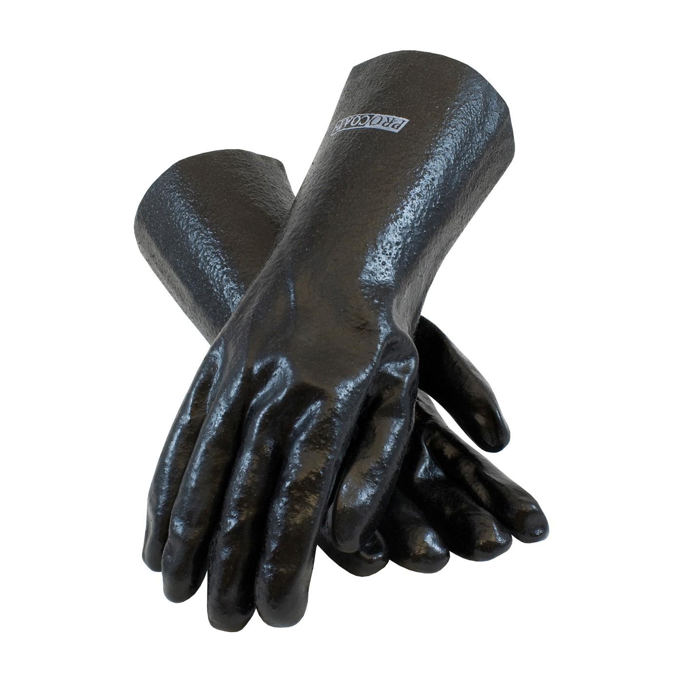 58-8040R PIP Procoat PVC Gloves,Semi-Rough Finish,Black,14" Length,Interlock Lined