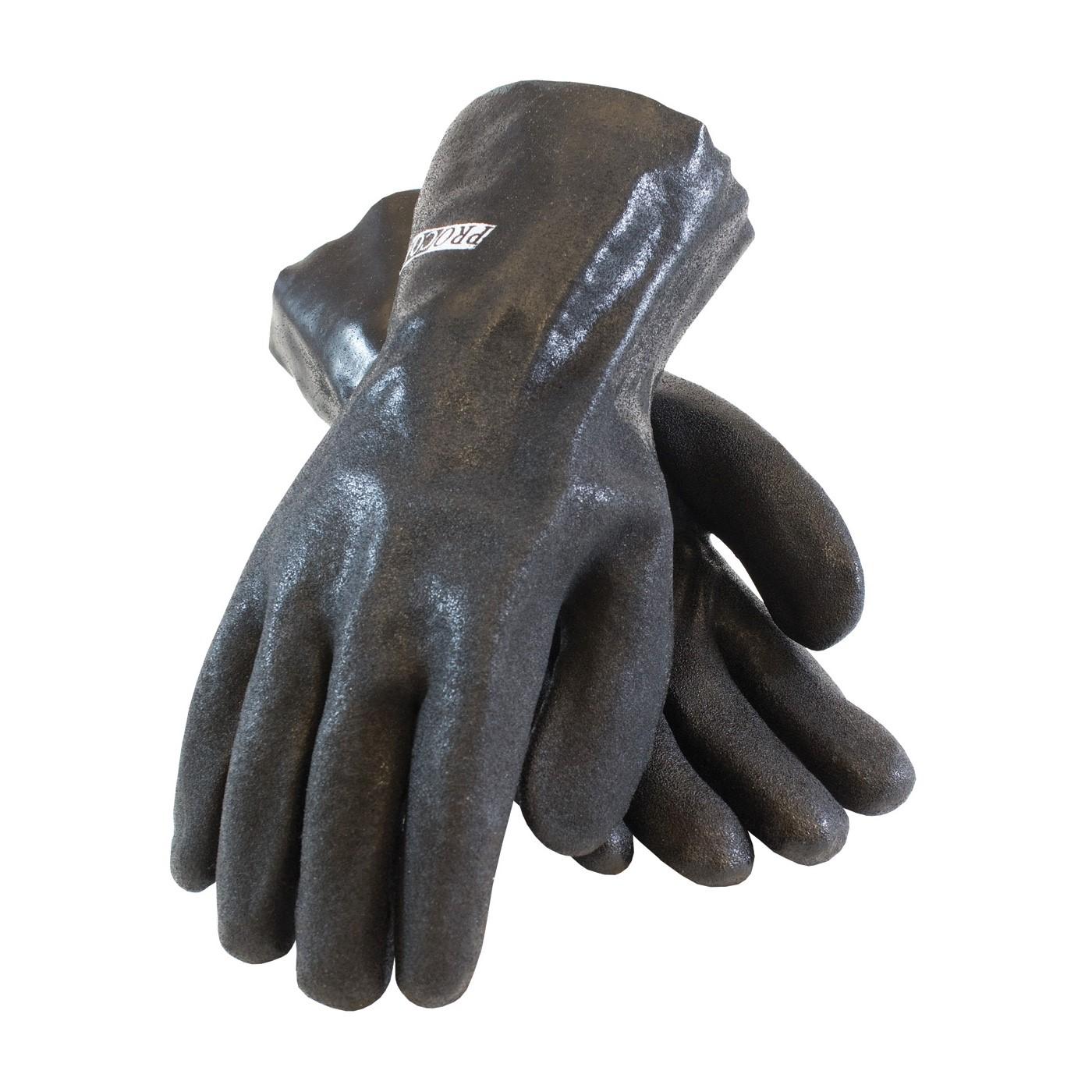 58-8120DD PIP Procoat PVC Gloves,Standard Sandy Finish,Black,10" Length,Interlock Lined